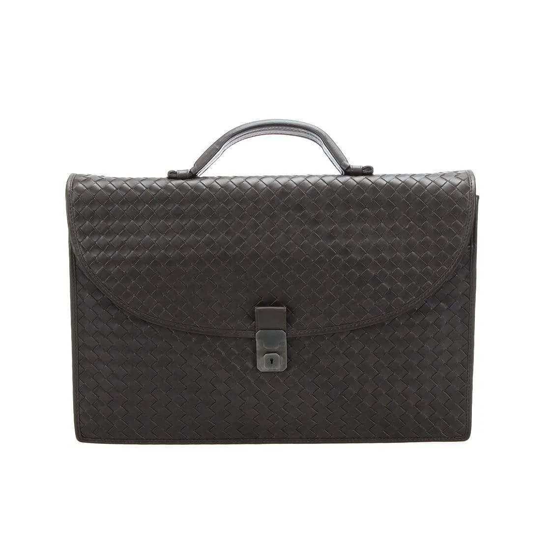 Bottega Veneta Intreciatto Dark Brown Leather Briefcase RCL1021