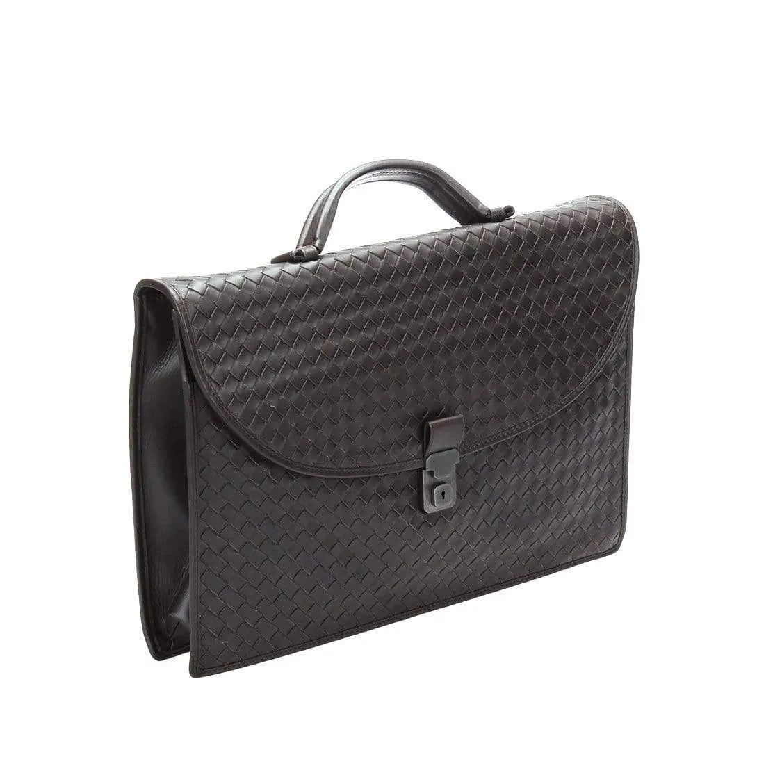 Bottega Veneta Intreciatto Dark Brown Leather Briefcase RCL1021