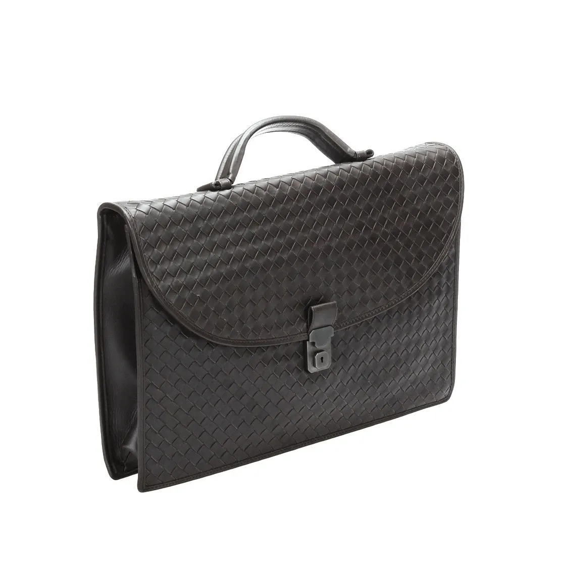 Bottega Veneta Intreciatto Dark Brown Leather Briefcase RCL1021