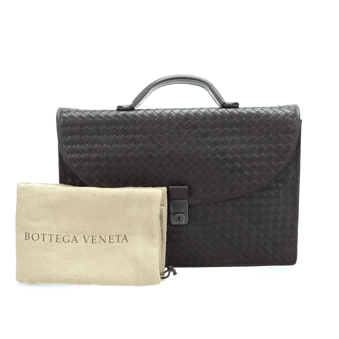 Bottega Veneta Intreciatto Dark Brown Leather Briefcase RCL1021