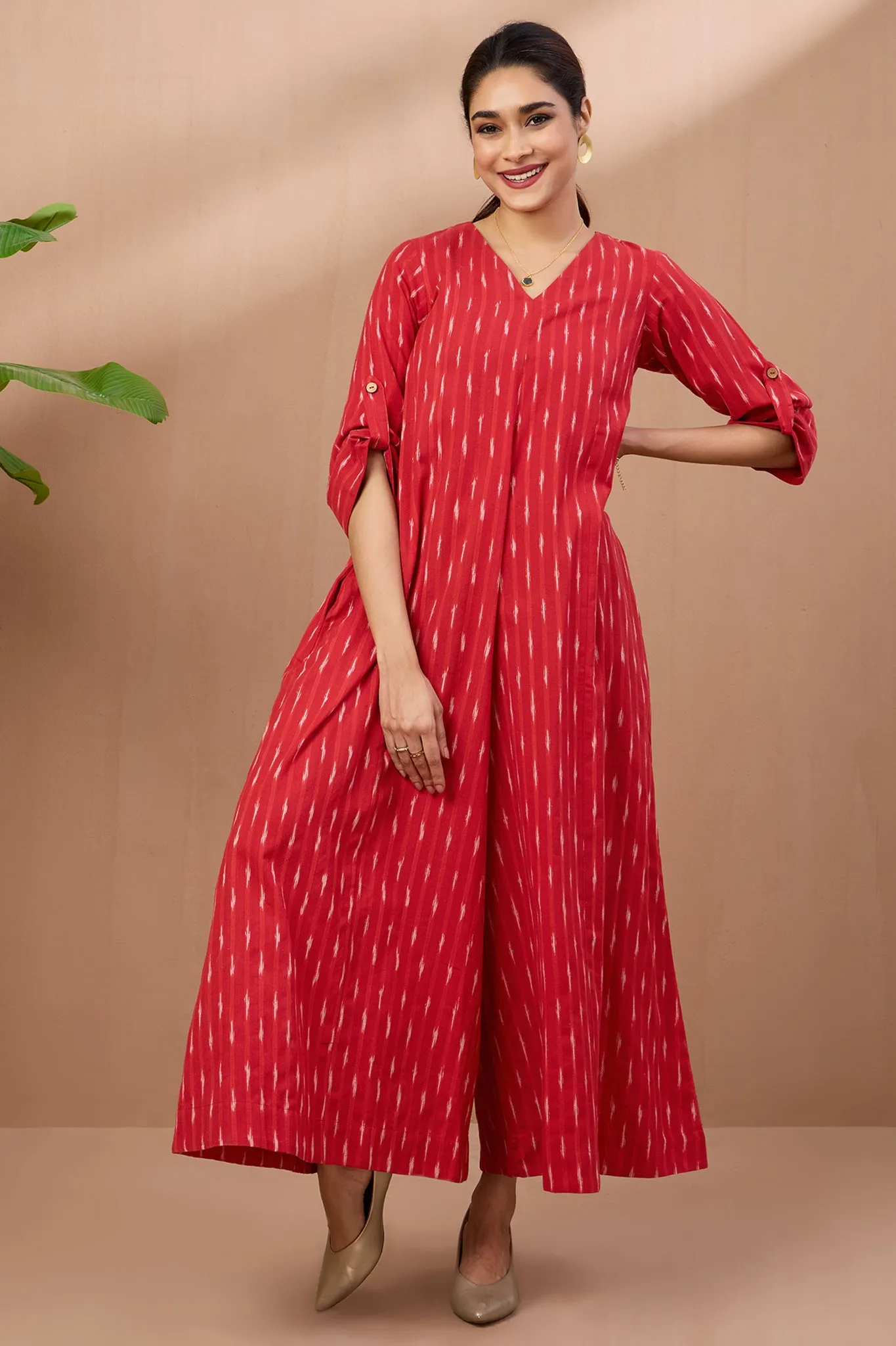 box pleat jumpsuit - luminous ember