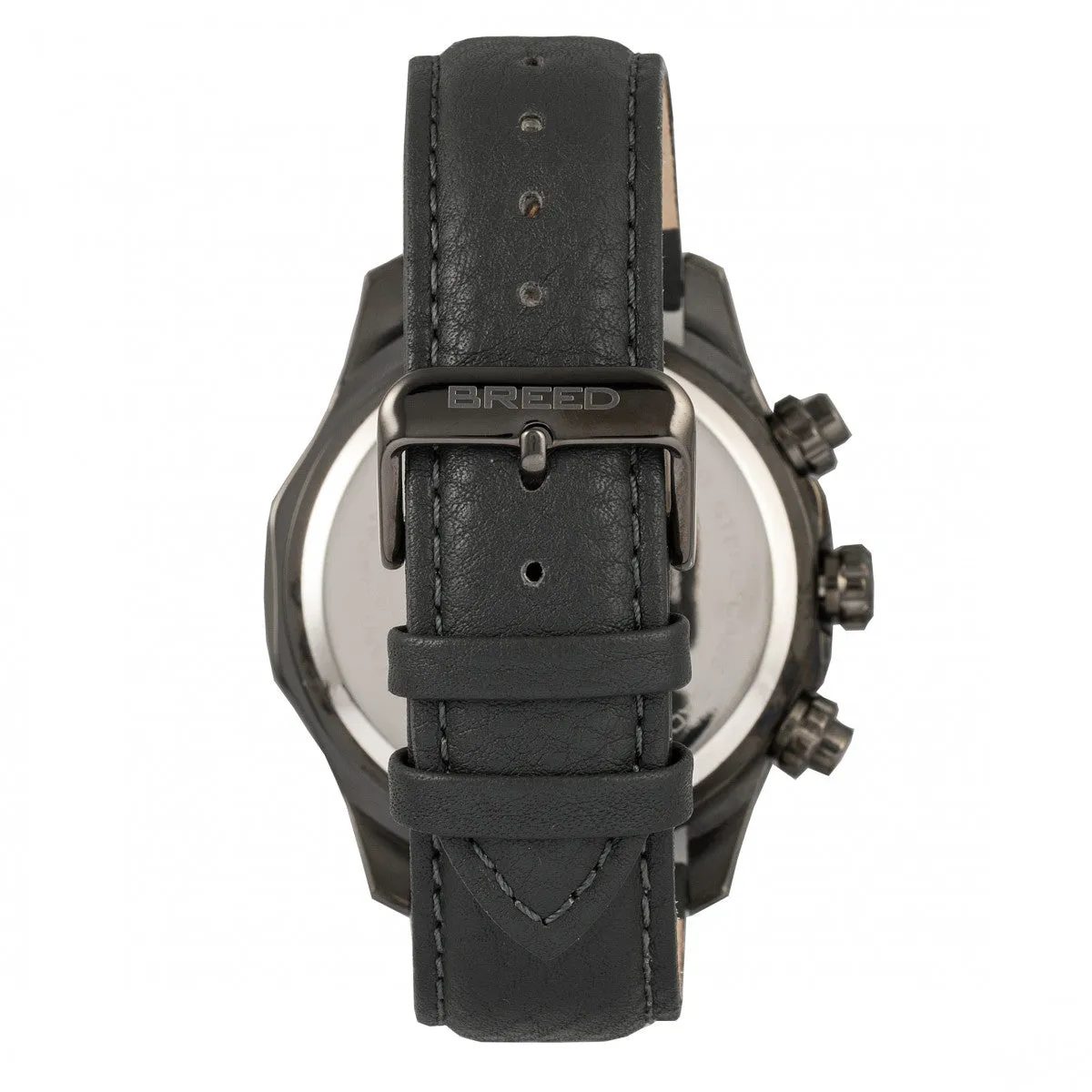 Breed Lacroix Chronograph Leather-Band Watch - Gunmetal/Charcoal