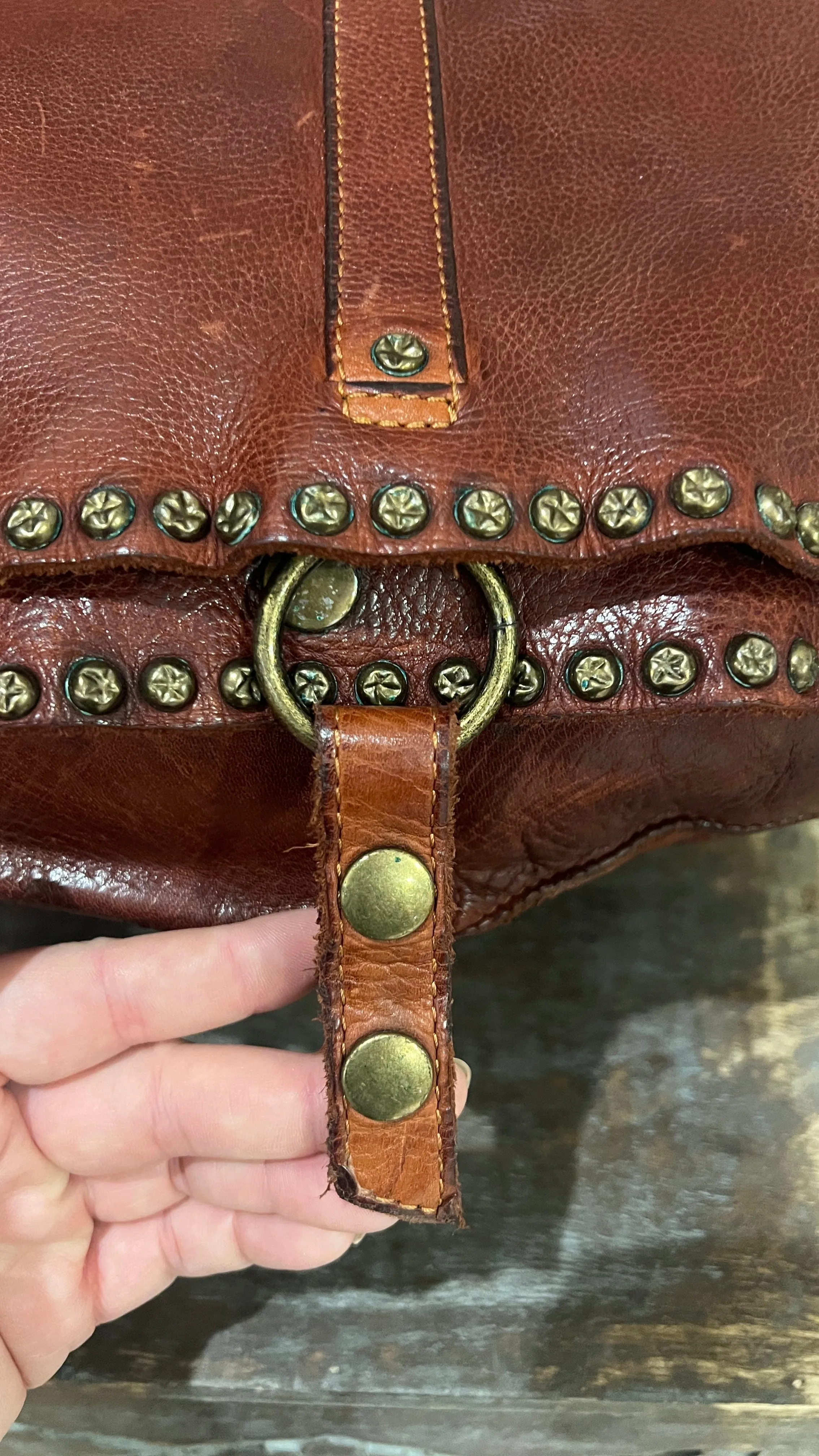 Brown Full Grain Leather Satchel Bag