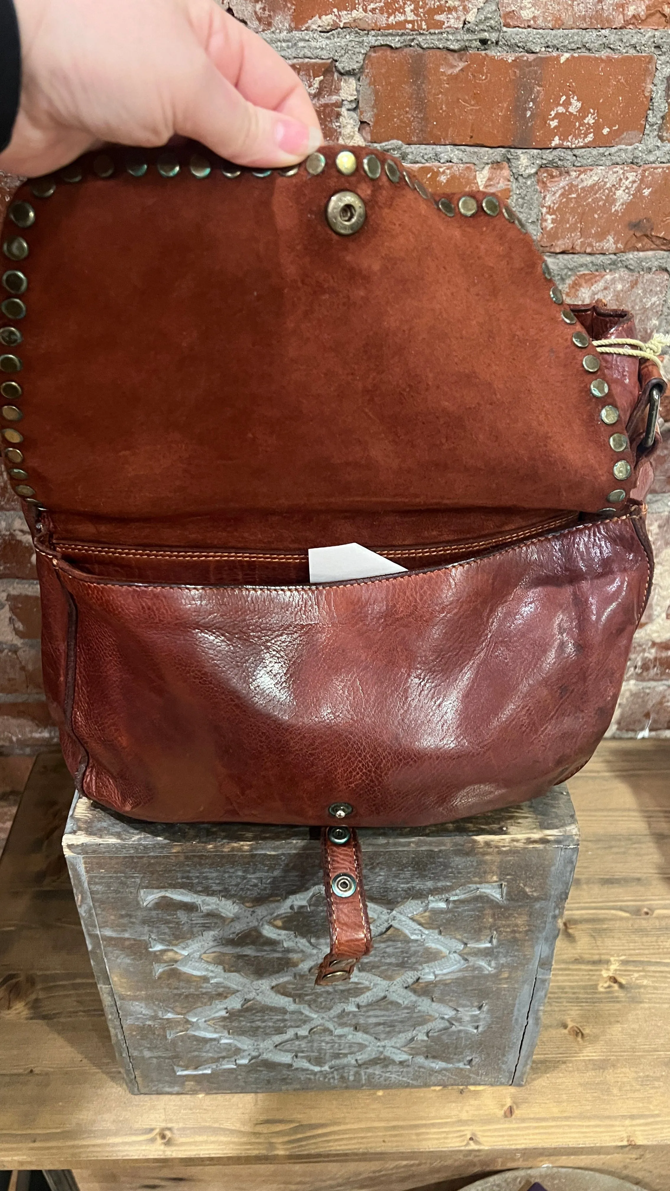 Brown Full Grain Leather Satchel Bag