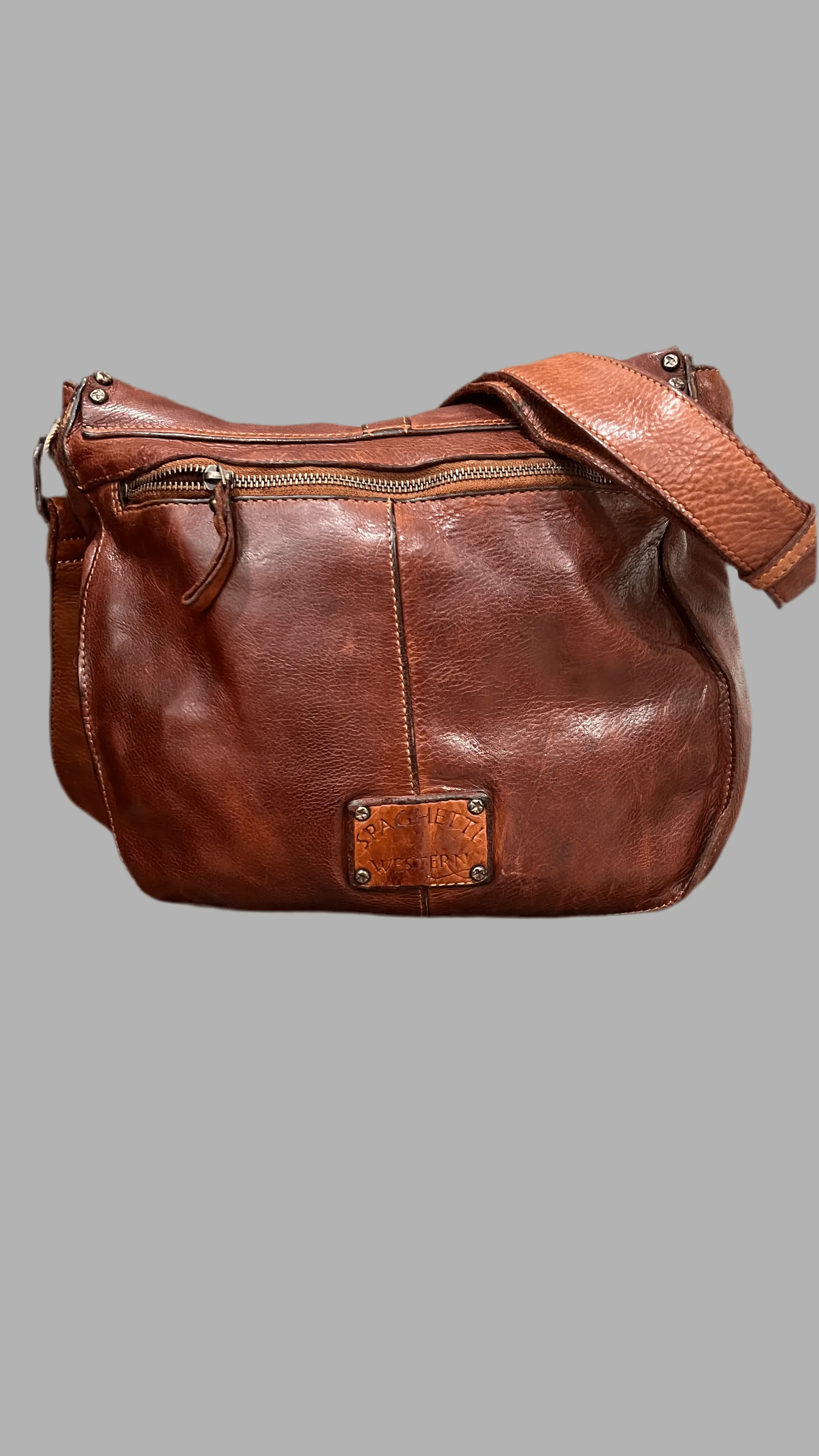 Brown Full Grain Leather Satchel Bag