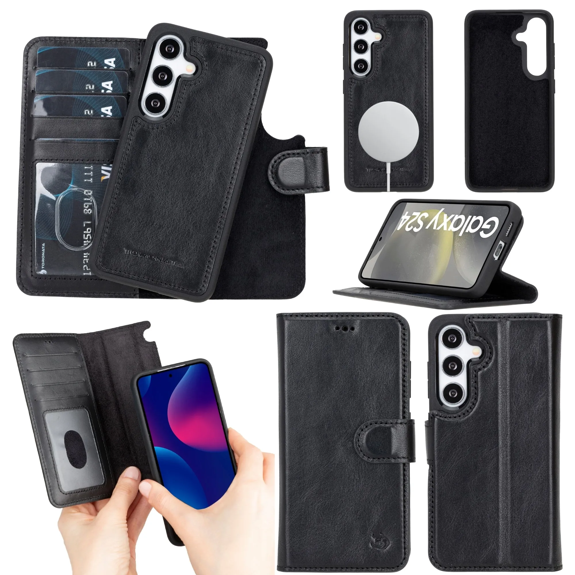 Buffalo Leather Samsung Galaxy S24 Plus Wallet with Detachable Case