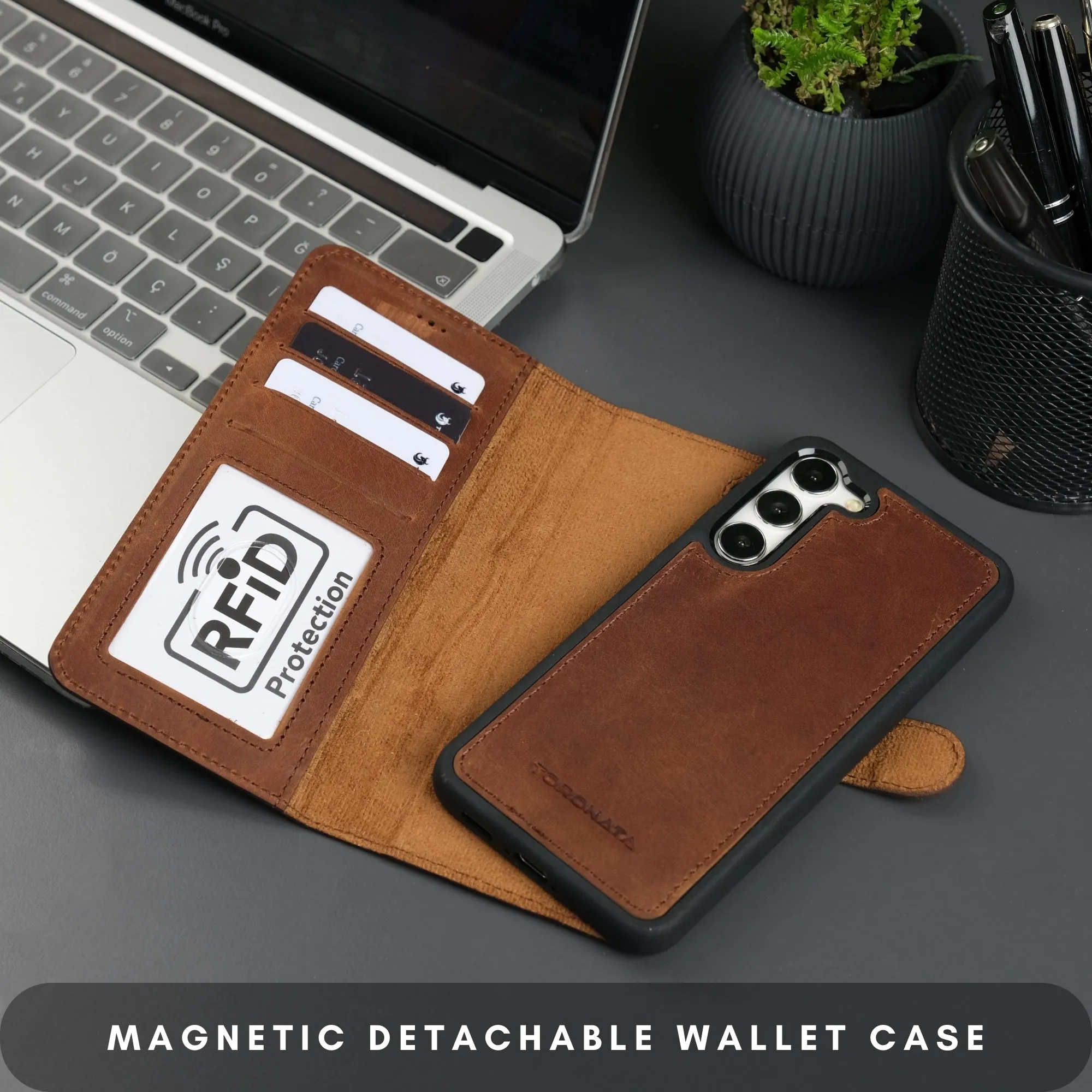 Buffalo Leather Samsung Galaxy S24 Plus Wallet with Detachable Case