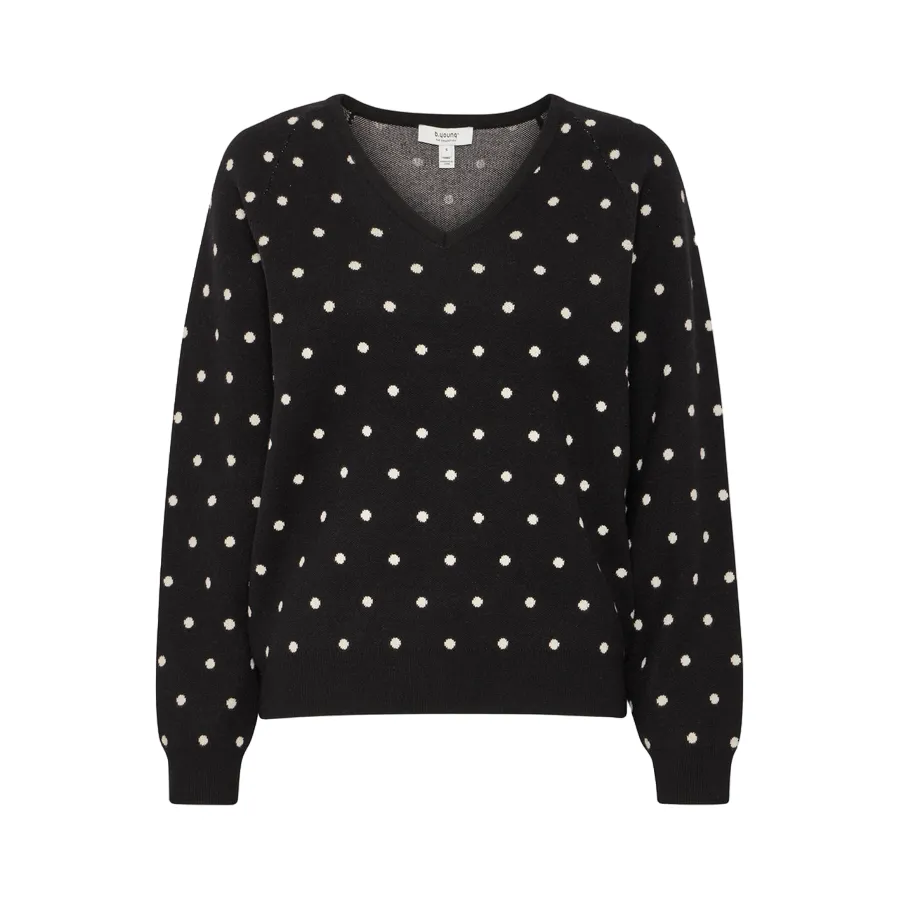 b.young maglione girocollo da pois da donna Bymiran dot Jumper 20815262 200453 nero