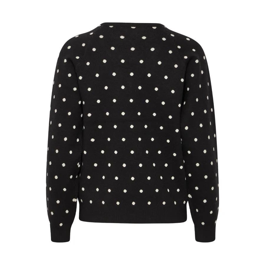 b.young maglione girocollo da pois da donna Bymiran dot Jumper 20815262 200453 nero
