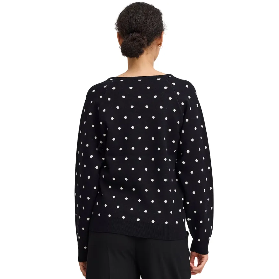 b.young maglione girocollo da pois da donna Bymiran dot Jumper 20815262 200453 nero