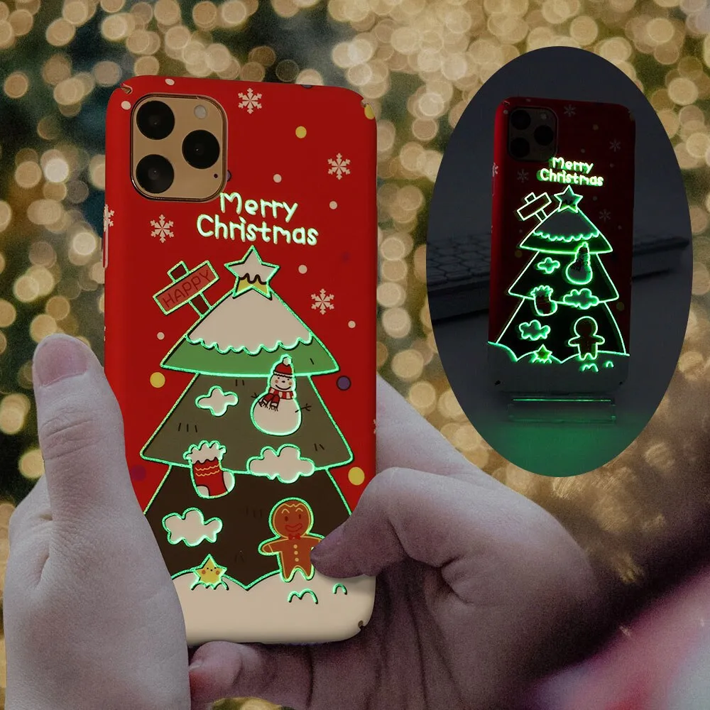 CASEIER Christmas Luminous Phone Case For iPhone 11 11 Pro Max Case For iPhone  X XS XR XS Max 6 6S 7 8 Plus Back Capinhas Coque