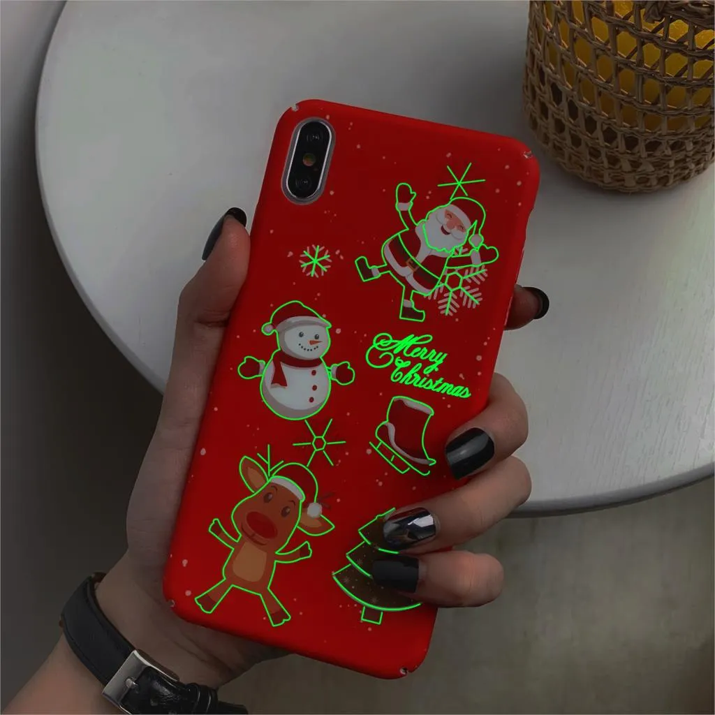 CASEIER Christmas Luminous Phone Case For iPhone 11 11 Pro Max Case For iPhone  X XS XR XS Max 6 6S 7 8 Plus Back Capinhas Coque