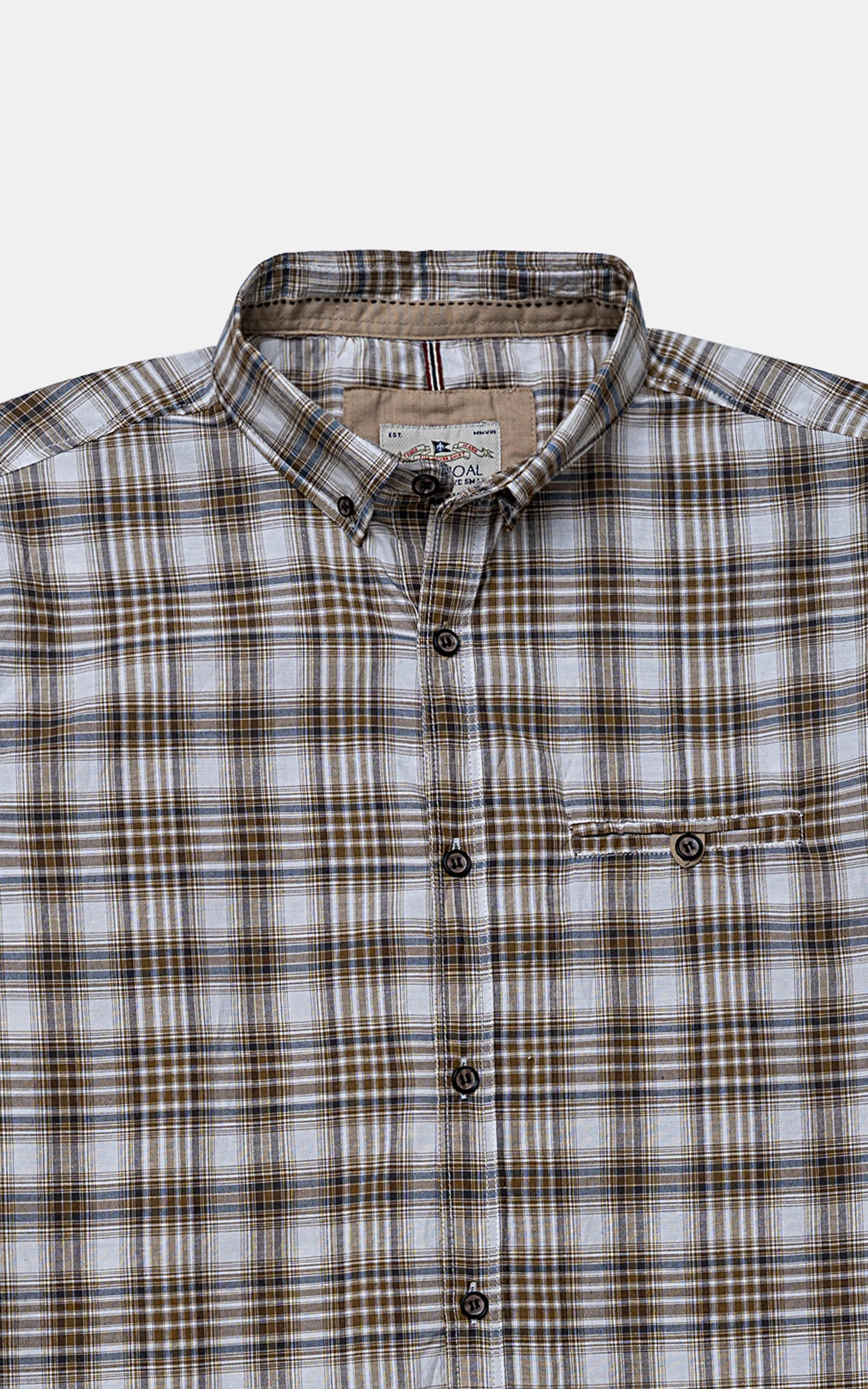 CASUAL SHIRT BEIGE KHAKI CHECK