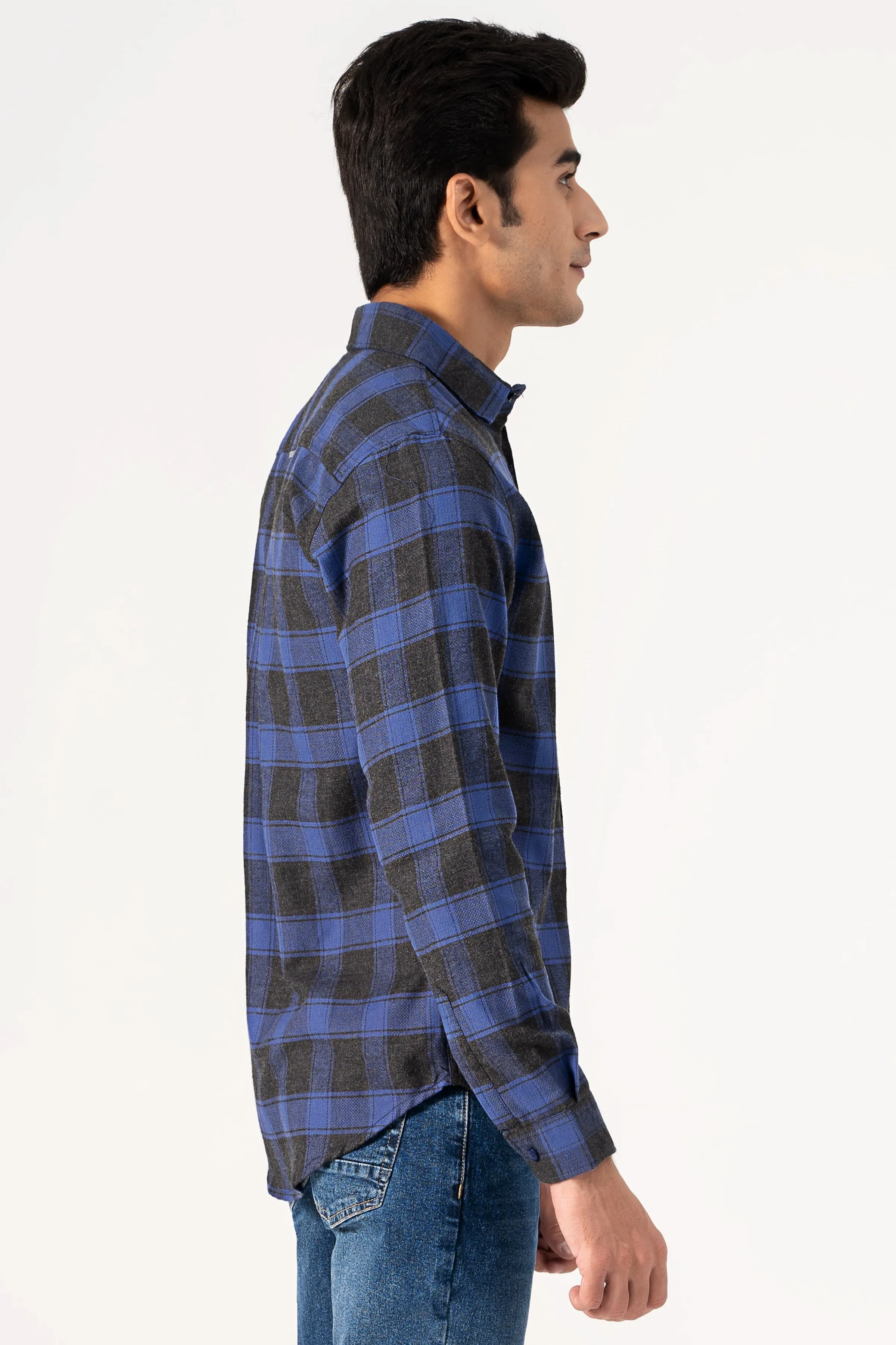 CASUAL SHIRT BLUE  GREY CHECK