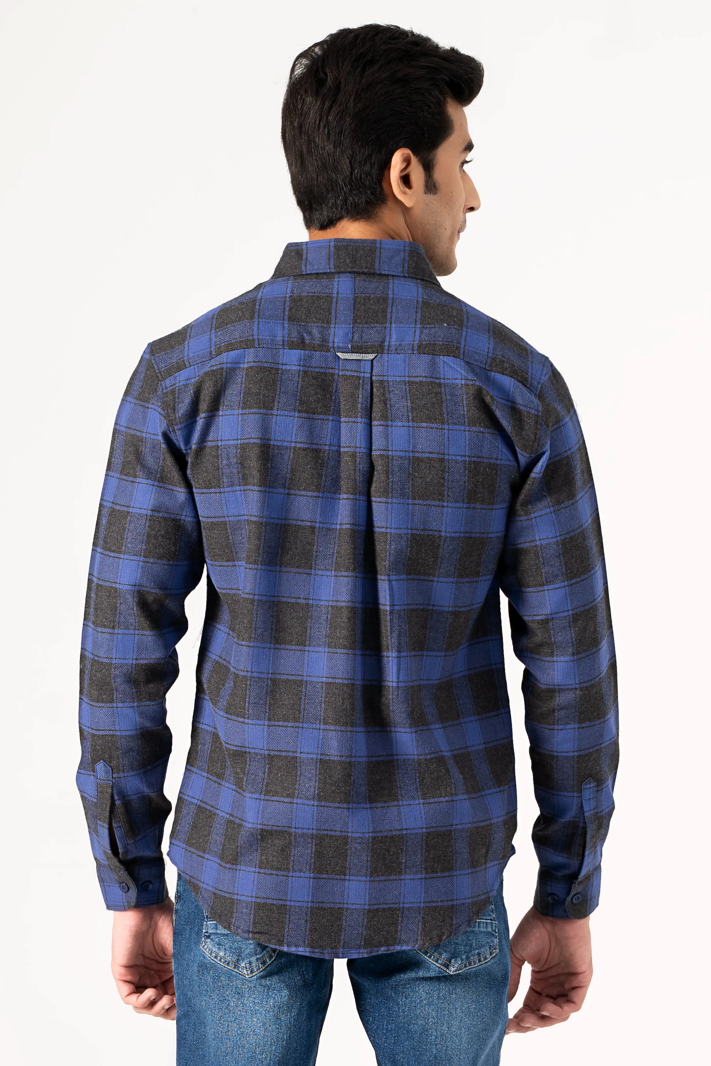 CASUAL SHIRT BLUE  GREY CHECK