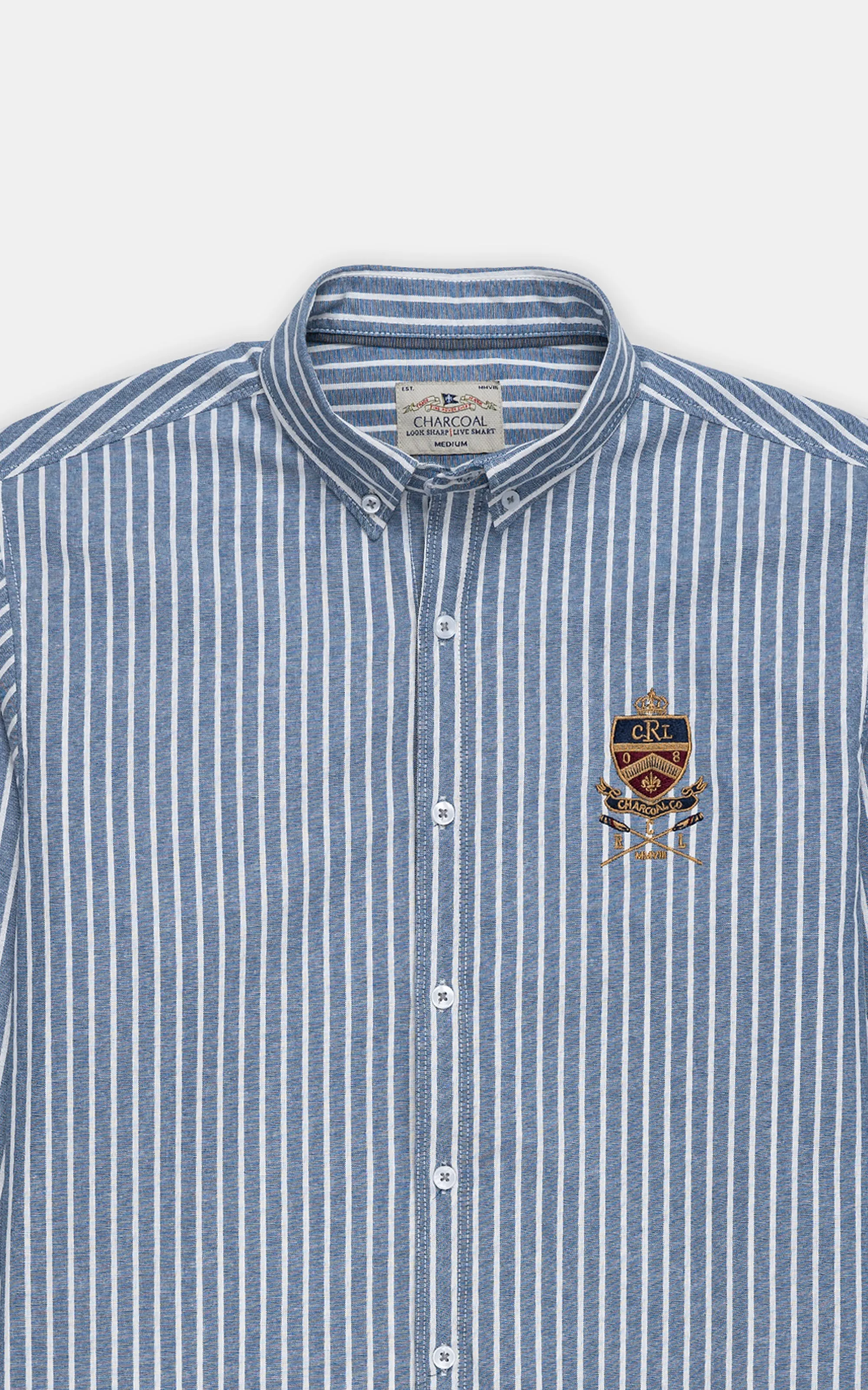 CASUAL SHIRT GREYISH BLUE STRIPES