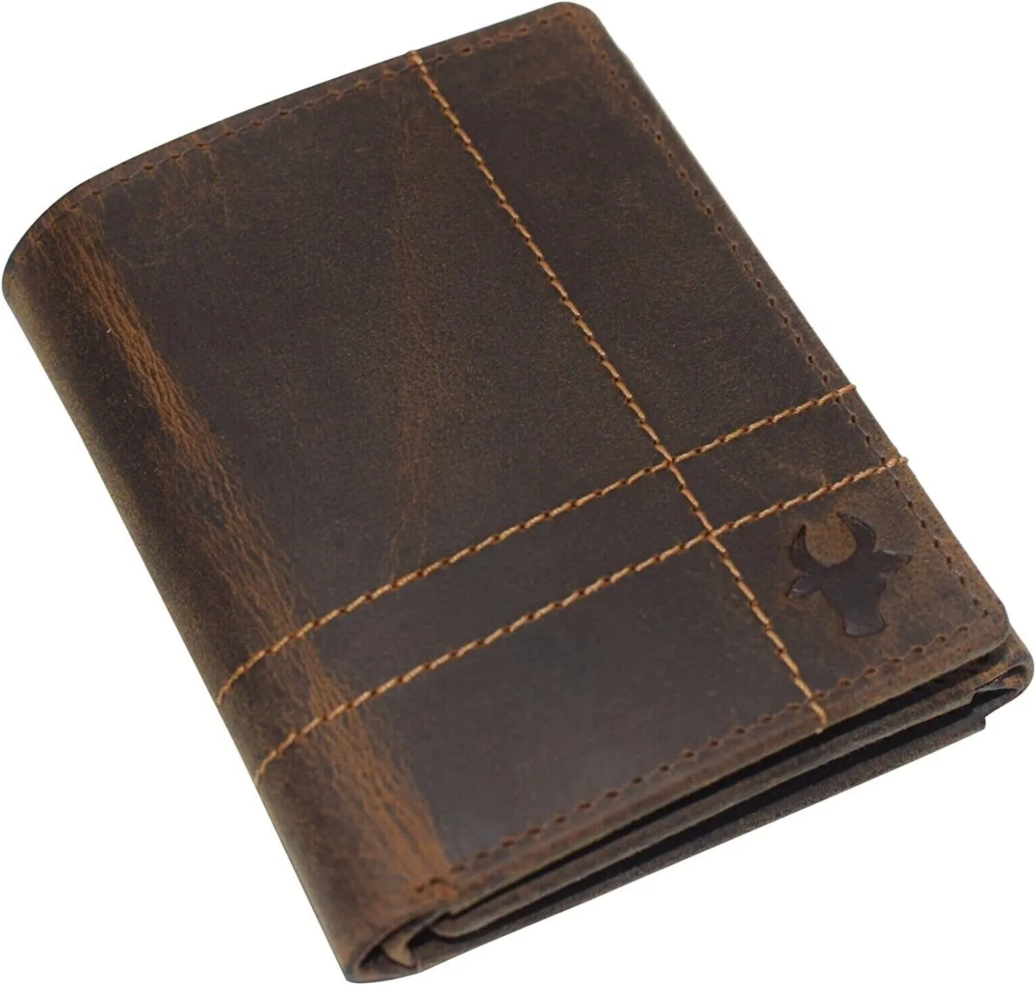 CAZORO Wallets for Men RFID Blocking Slim Trifold Vintage Leather Men's Wallet with Box (Burgundy)