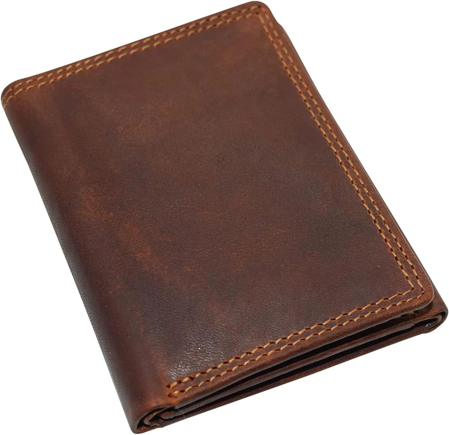 CAZORO Wallets for Men RFID Blocking Slim Trifold Vintage Leather Men's Wallet with Box (Burgundy)