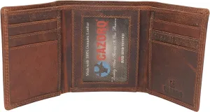 CAZORO Wallets for Men RFID Blocking Slim Trifold Vintage Leather Men's Wallet with Box (Burgundy)