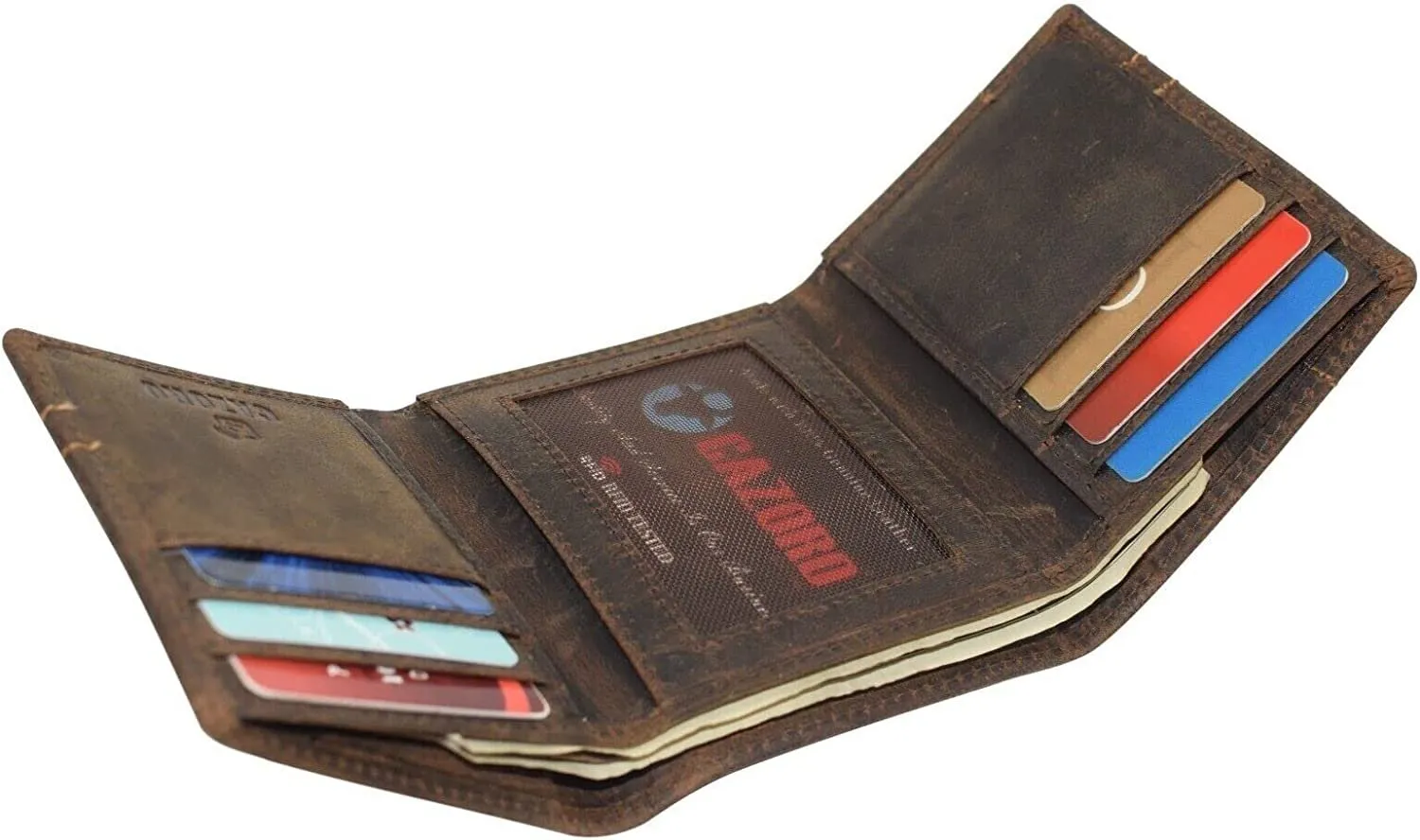 CAZORO Wallets for Men RFID Blocking Slim Trifold Vintage Leather Men's Wallet with Box (Burgundy)