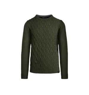 Censured maglia girocollo da uomo a fantasia treccia MMC138TACR3_360 verde foresta
