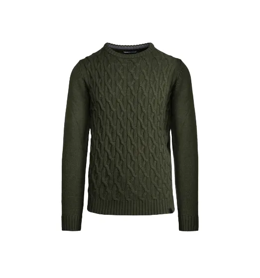 Censured maglia girocollo da uomo a fantasia treccia MMC138TACR3_360 verde foresta