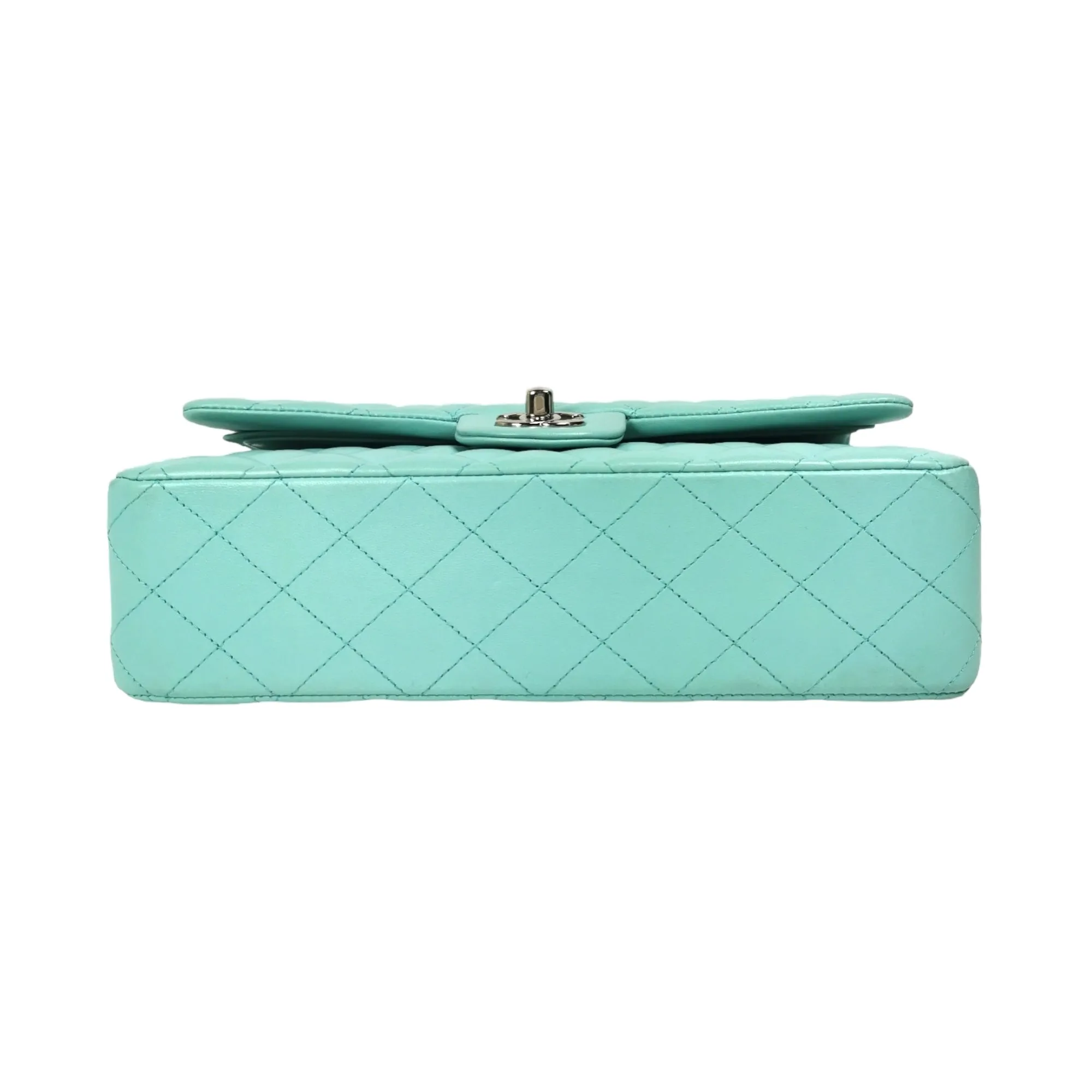Chanel Classic Double Flap Medium Tiffany Blue Lambskin Silver