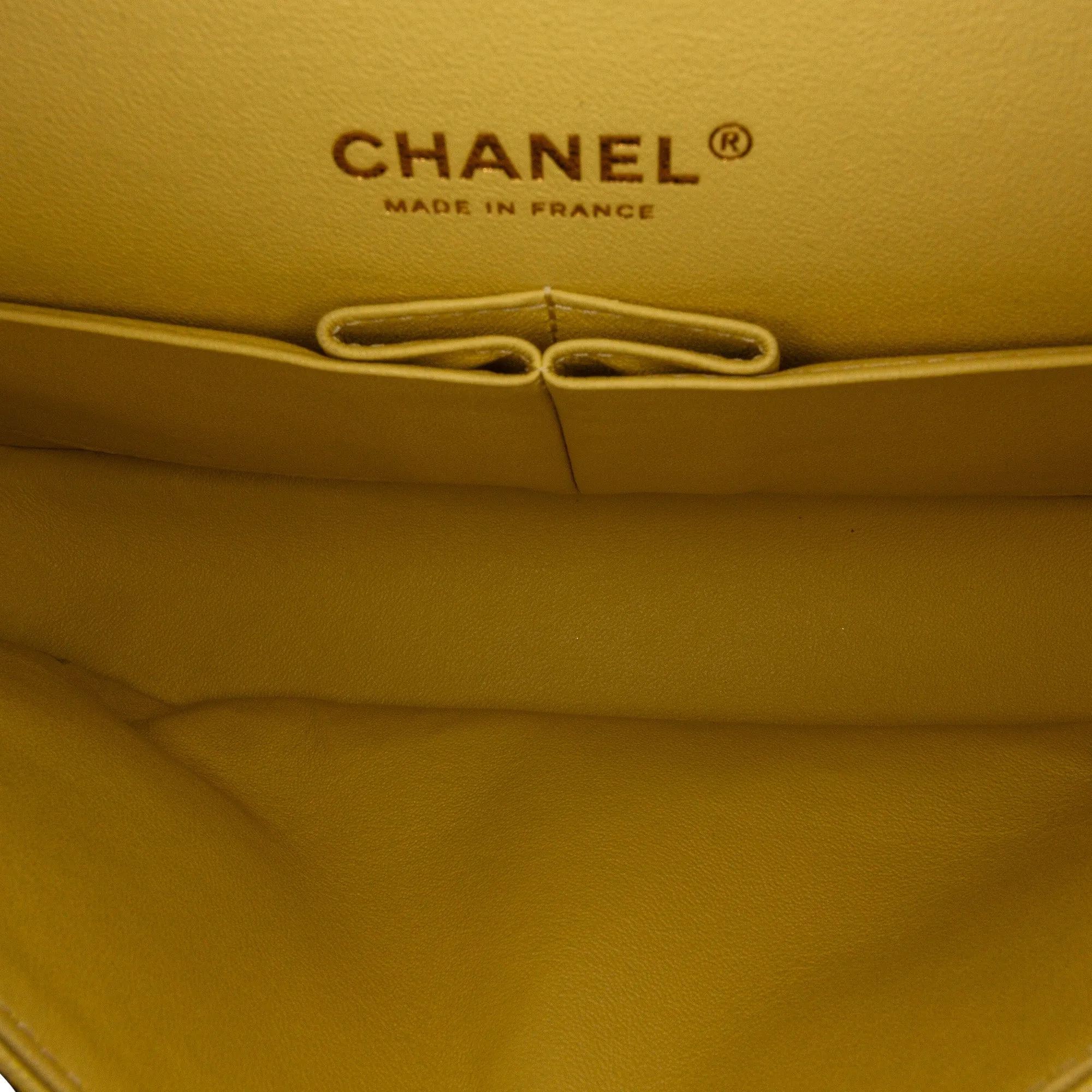Chanel Classic Double Flap Medium Yellow Caviar Silver