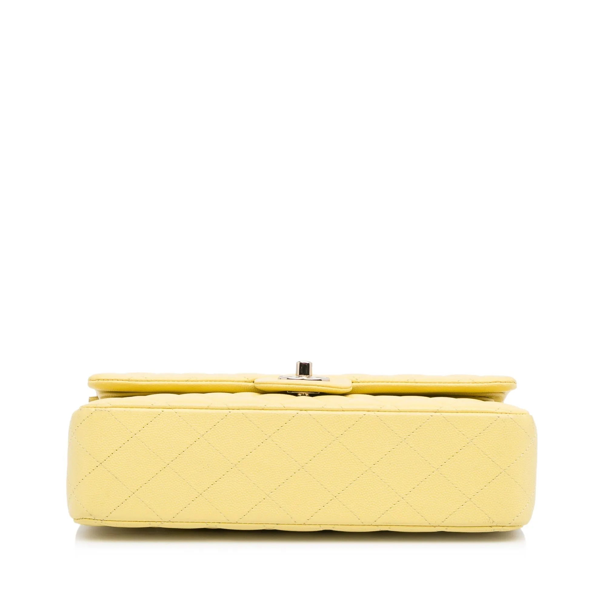 Chanel Classic Double Flap Medium Yellow Caviar Silver