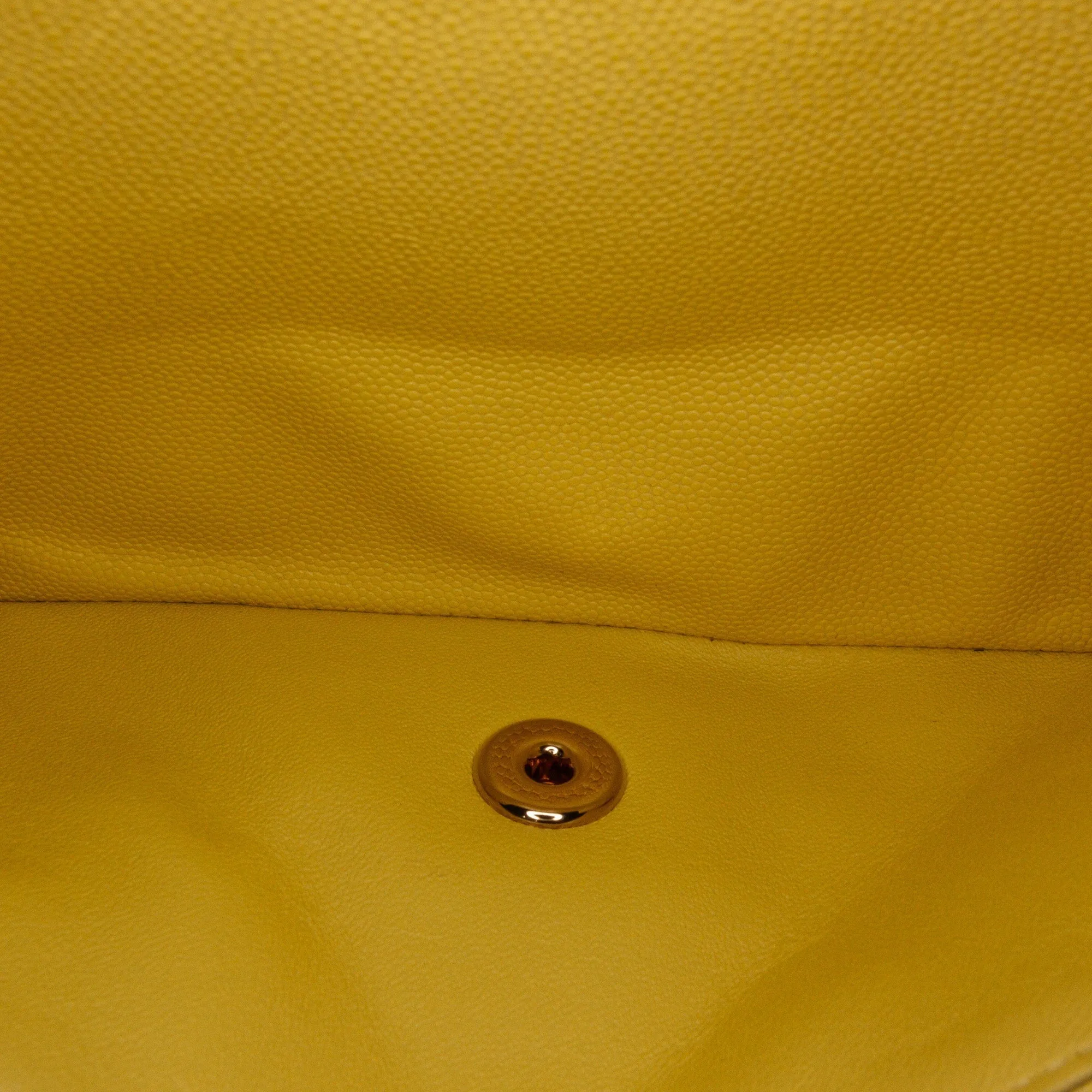 Chanel Classic Double Flap Medium Yellow Caviar Silver