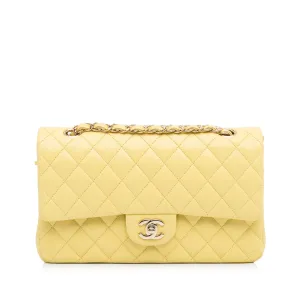 Chanel Classic Double Flap Medium Yellow Caviar Silver