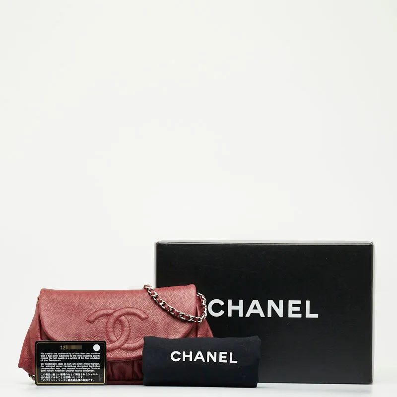 Chanel Cocomark Half Moon Chain houlder Bag Wine Red Caviar S  CHANEL