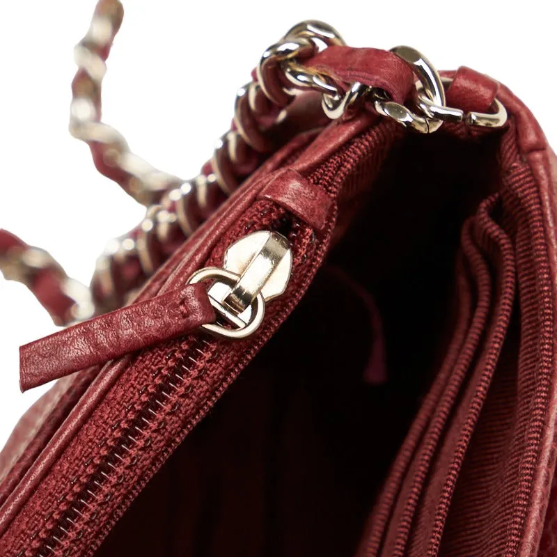 Chanel Cocomark Half Moon Chain houlder Bag Wine Red Caviar S  CHANEL