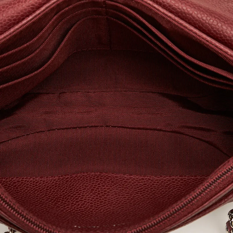 Chanel Cocomark Half Moon Chain houlder Bag Wine Red Caviar S  CHANEL
