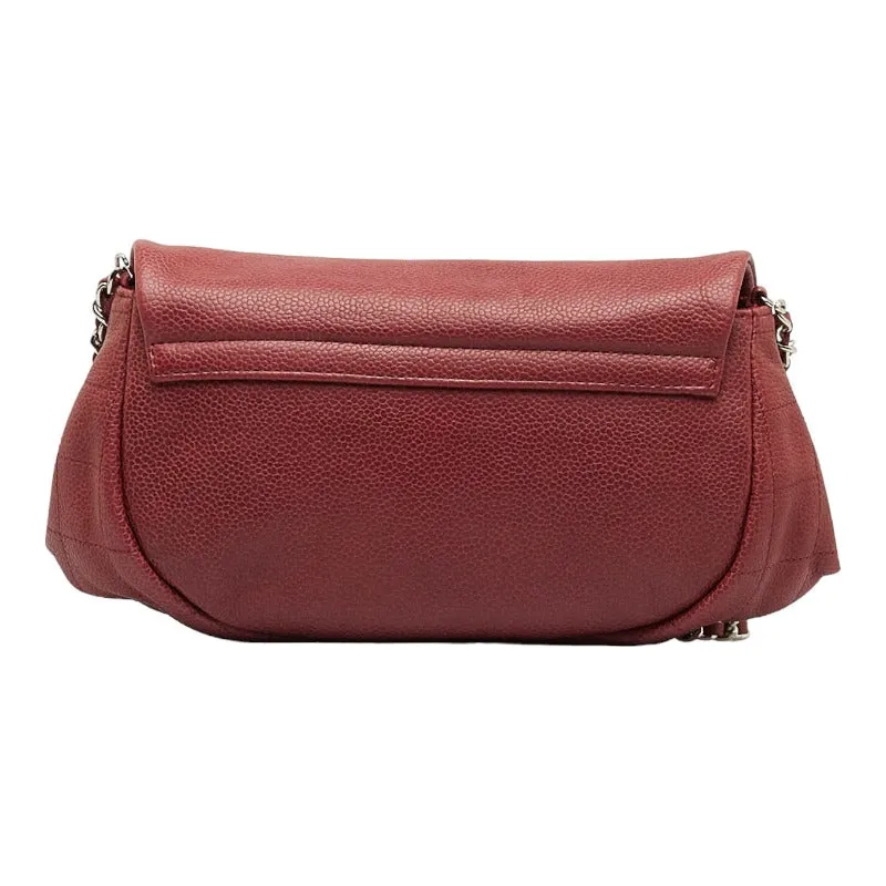 Chanel Cocomark Half Moon Chain houlder Bag Wine Red Caviar S  CHANEL