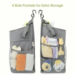 Changing Table Diaper Organizer | Hanging Diaper Stacker for Cribs, Playards, and Baby Essentials Storage (Gray)