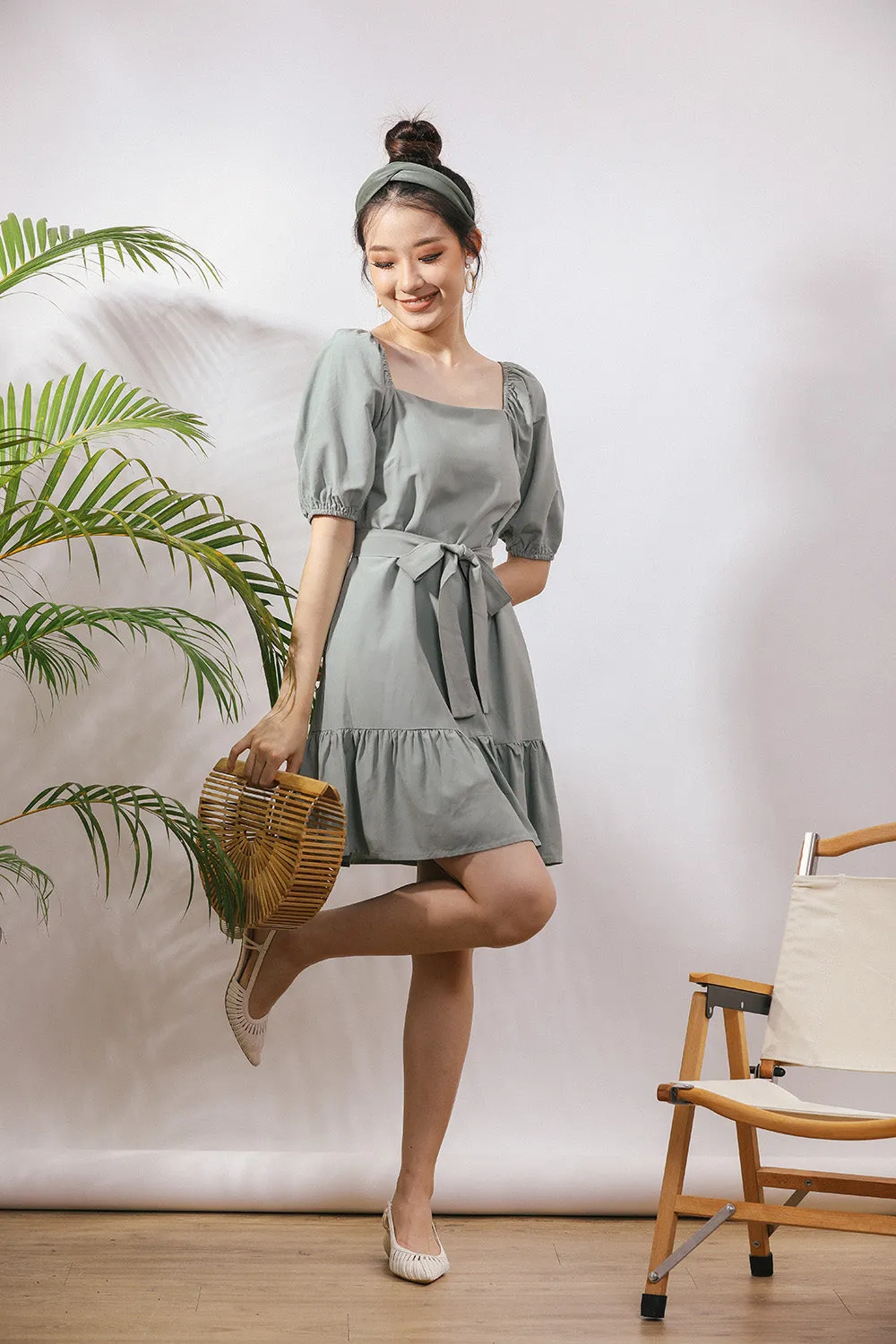 Chervil Sash Midi Linen Dress