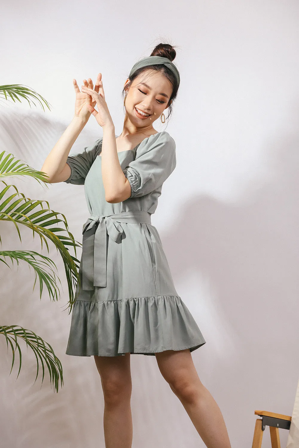 Chervil Sash Midi Linen Dress