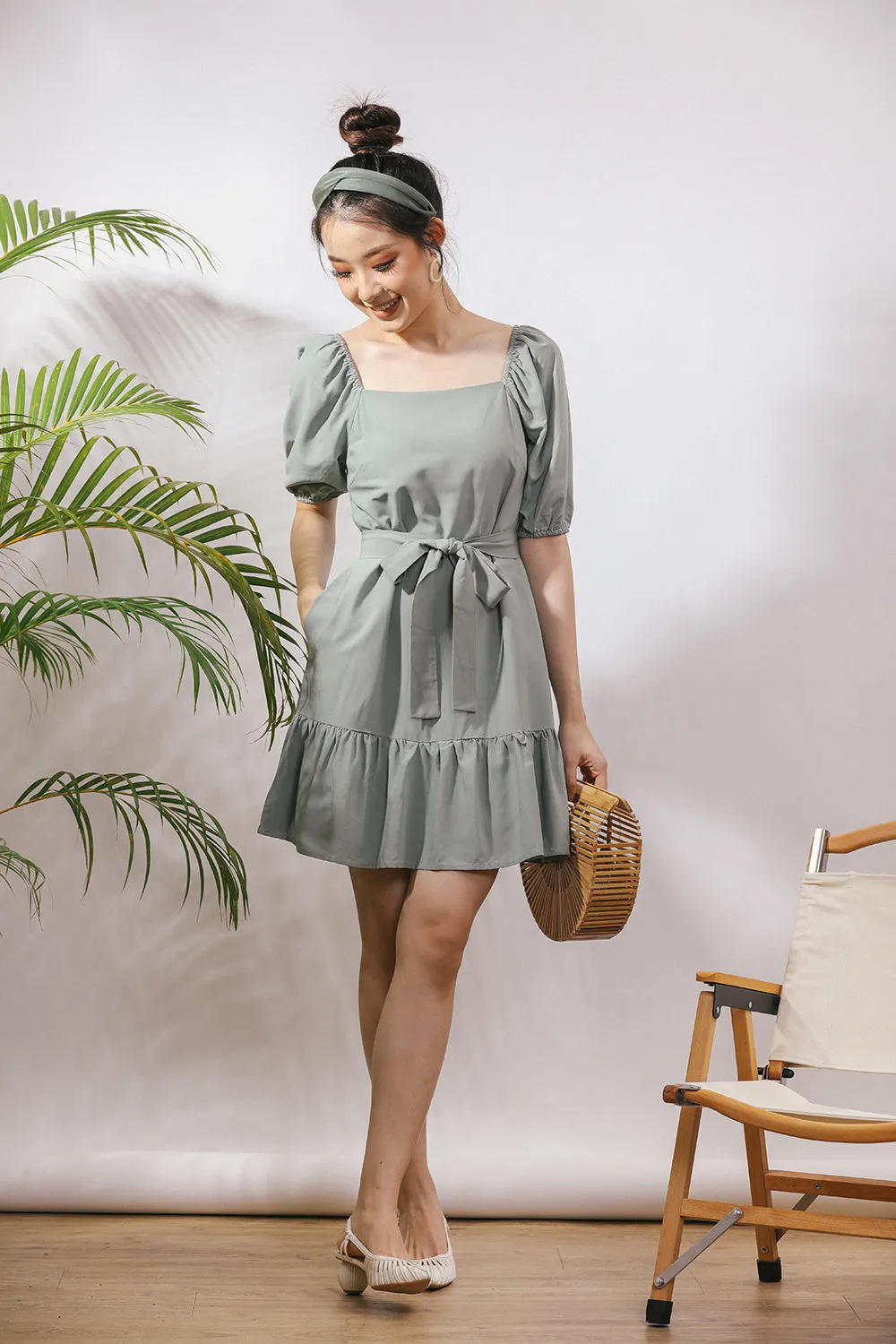 Chervil Sash Midi Linen Dress