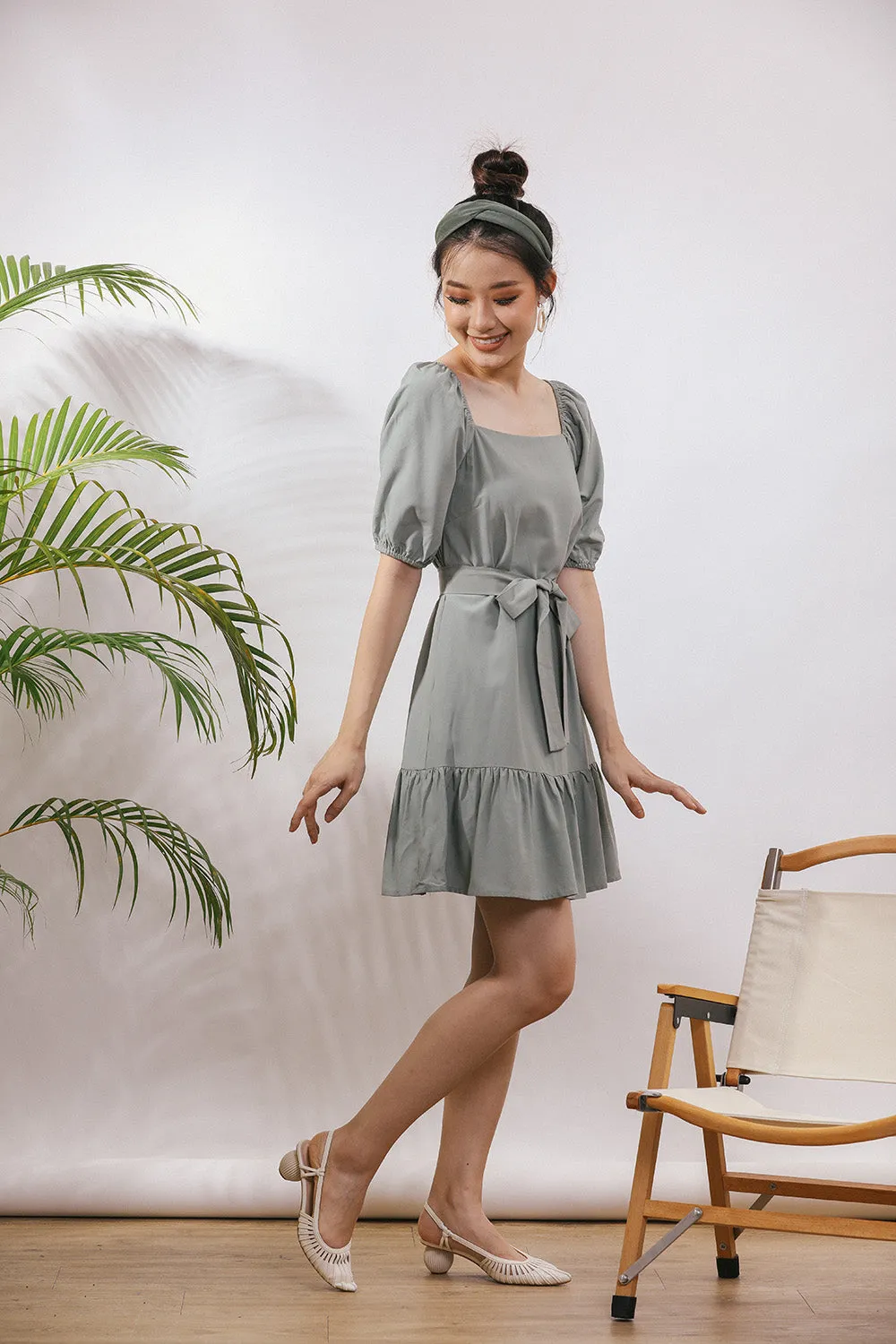 Chervil Sash Midi Linen Dress