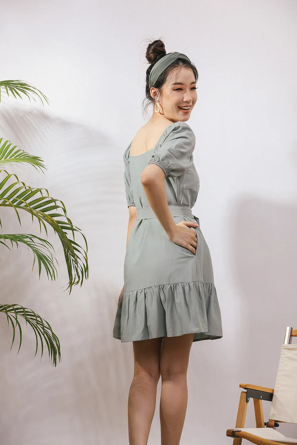Chervil Sash Midi Linen Dress