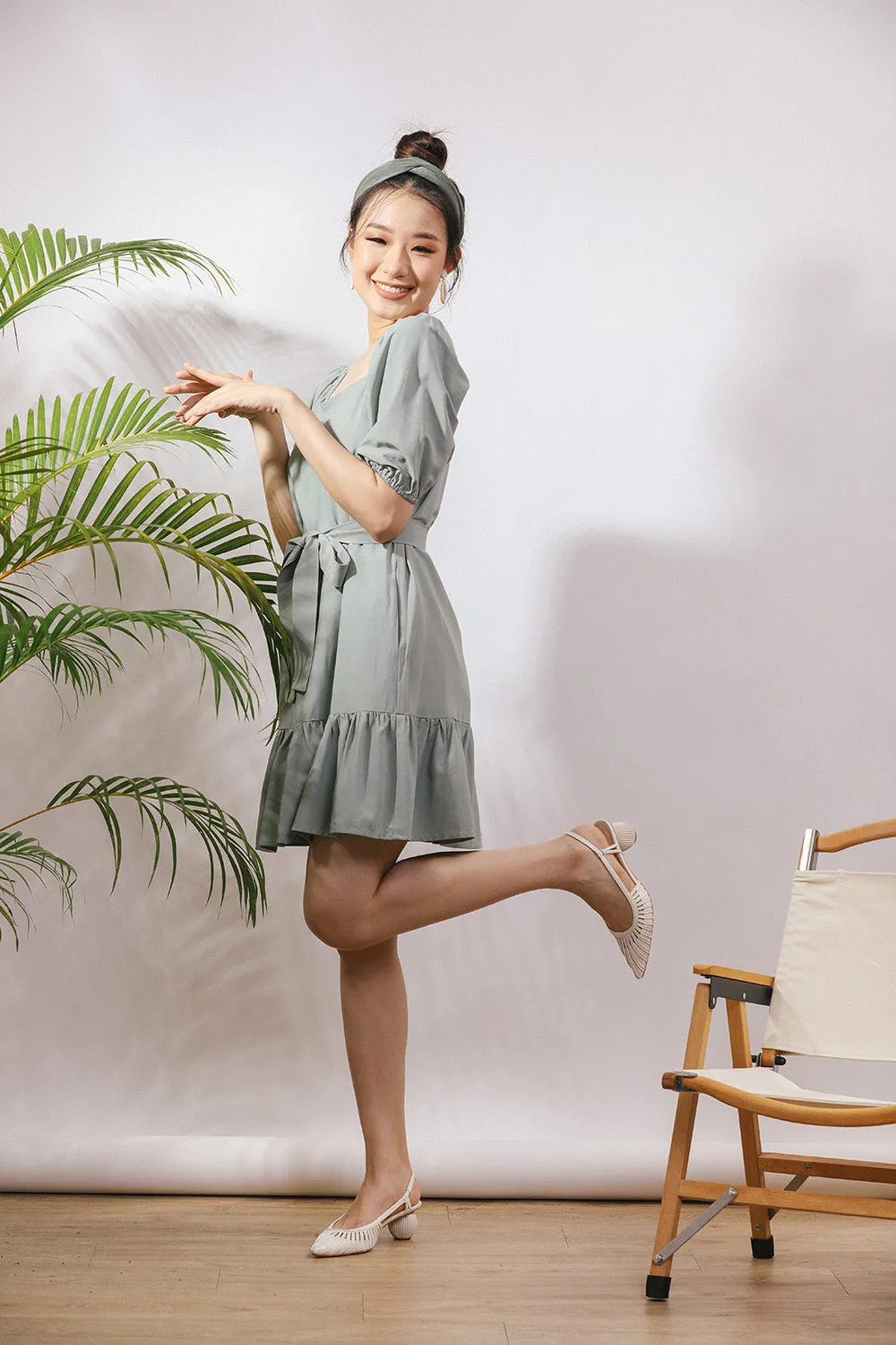 Chervil Sash Midi Linen Dress