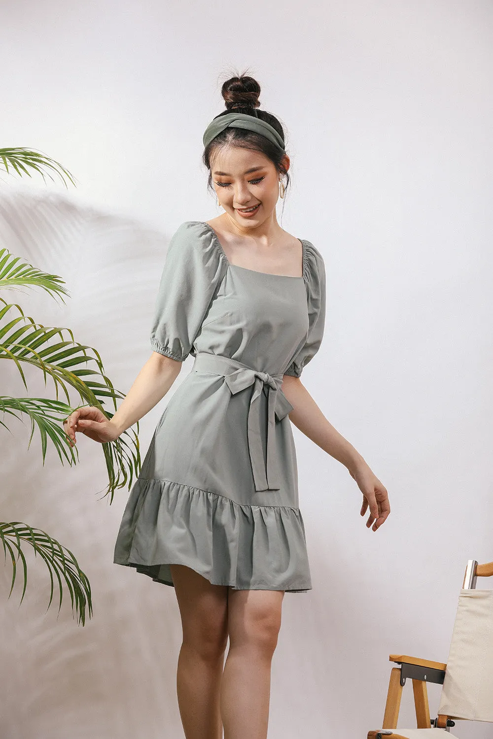 Chervil Sash Midi Linen Dress