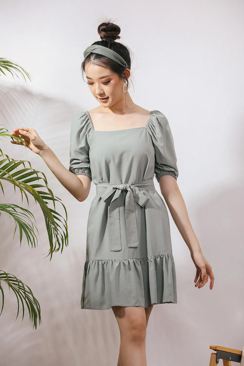 Chervil Sash Midi Linen Dress