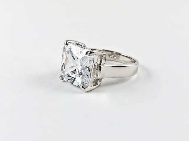 Classic Elegant Square Cute Center CZ Silver Ring