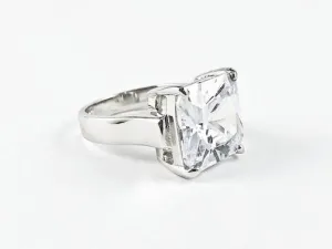 Classic Elegant Square Cute Center CZ Silver Ring