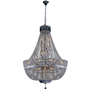 Classique 18 Light Crystal and Chrome Basket Chandelier Pendant
