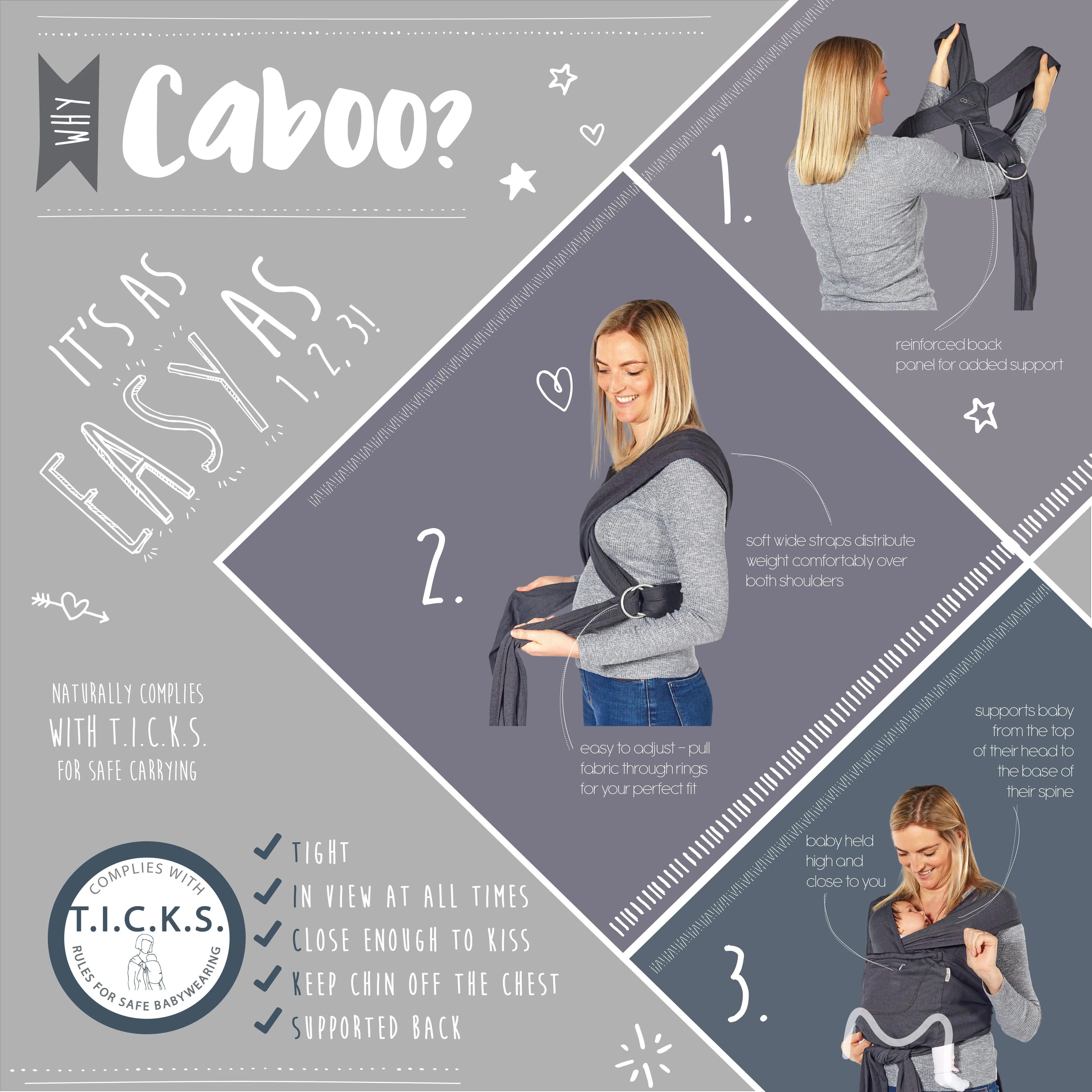 Close Pop-in Organic Cotton - Hip Healthy One- size Adjustable Multi-Position Baby Carrier/Sling