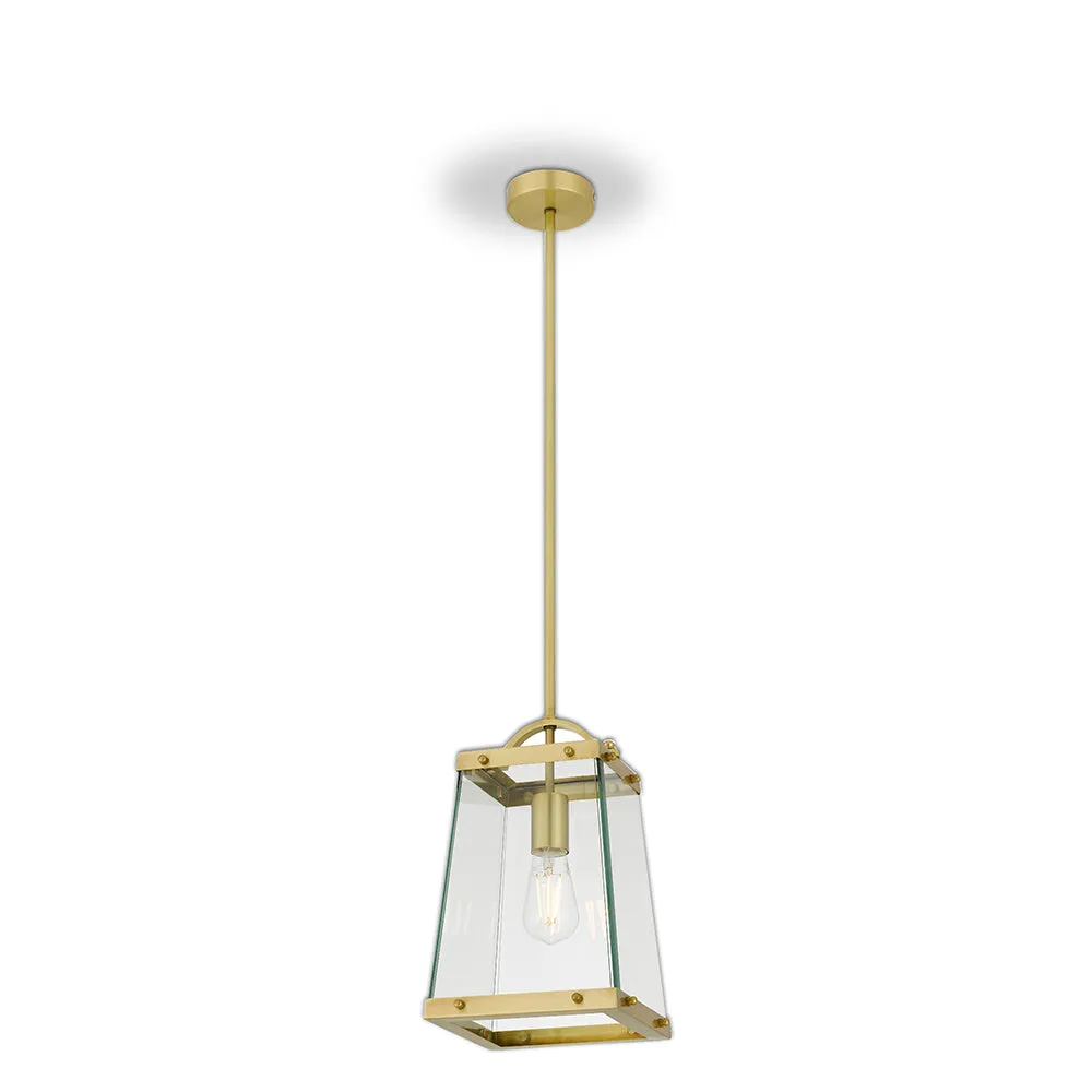 Colair 1 Light Brass and Glass Classic Pendant