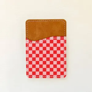 Colored Checkers Leather Card Holder